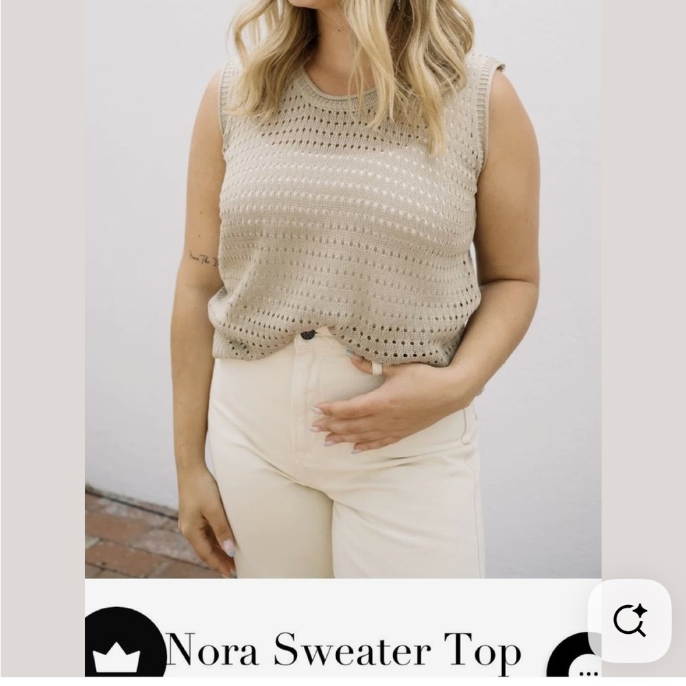 Carly Jean Los Angeles Tan Sweater Top
